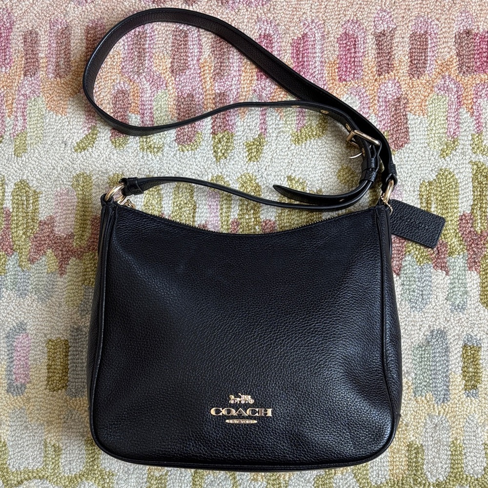 Coach Ellie File Black Pebbled Leather Modern Crossbody Bag NWOT